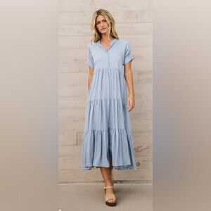 Light Blue Tiered Maxi Dress